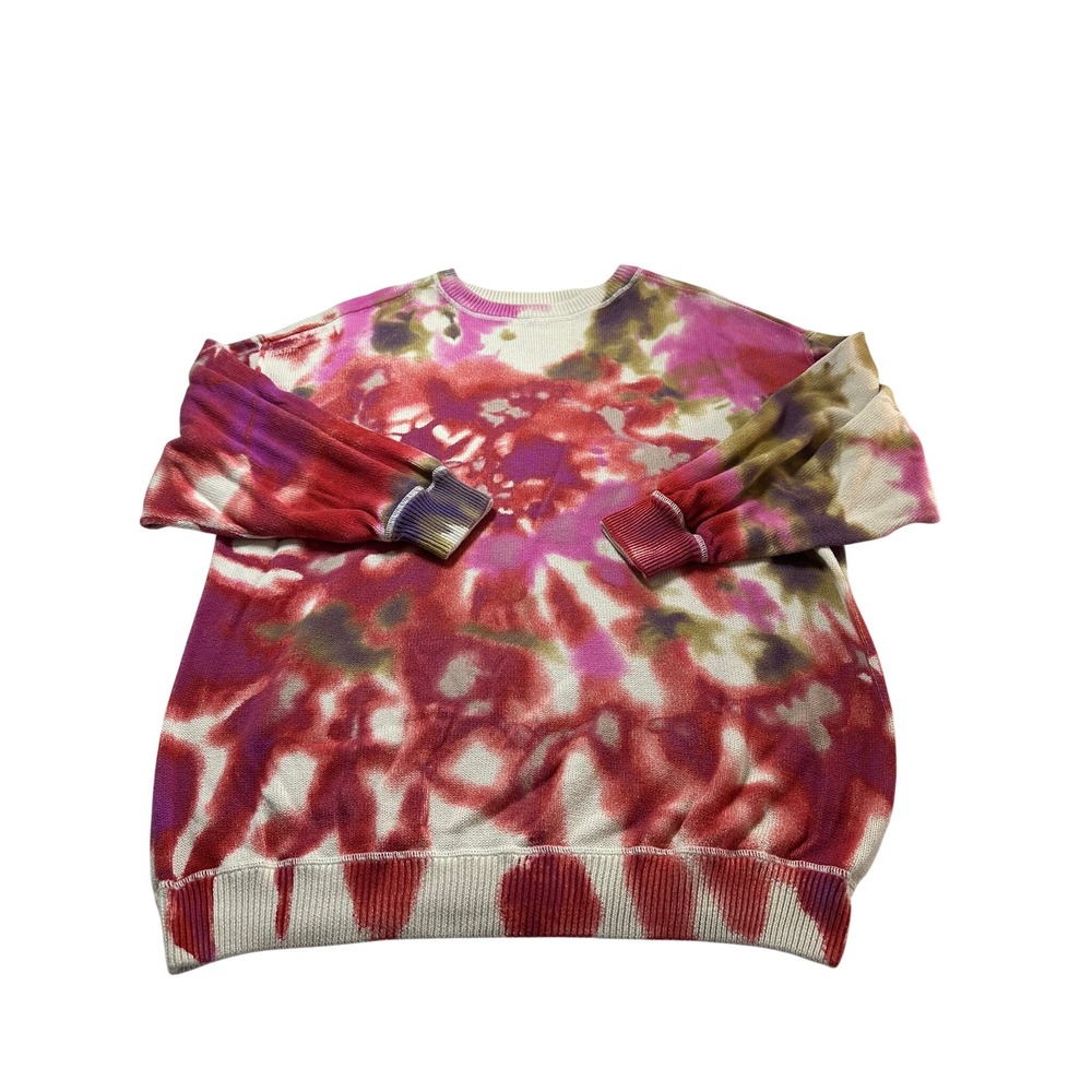 Natural Life Tie Dye Sweater Womens S/M Pink Red Very Good Boho Cotton Knit